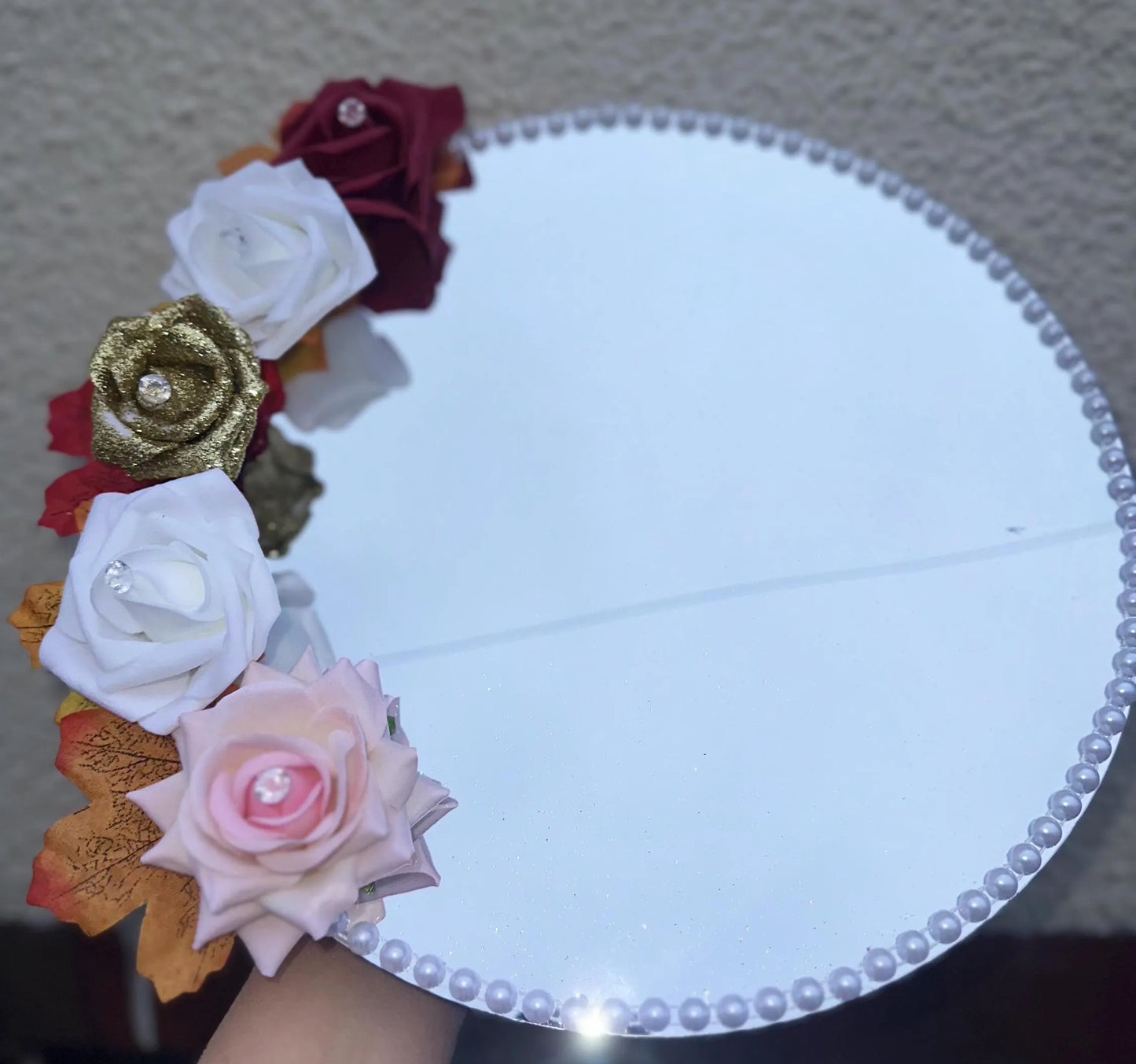Custom Mirror Tray - Arabic Calligraphy Bismillah & Quran Verse - Luxury Wedding, Anniversary, Nikkah Gift UK - Floral, Pearl Bespoke Gift - ResinsGiftShopUK