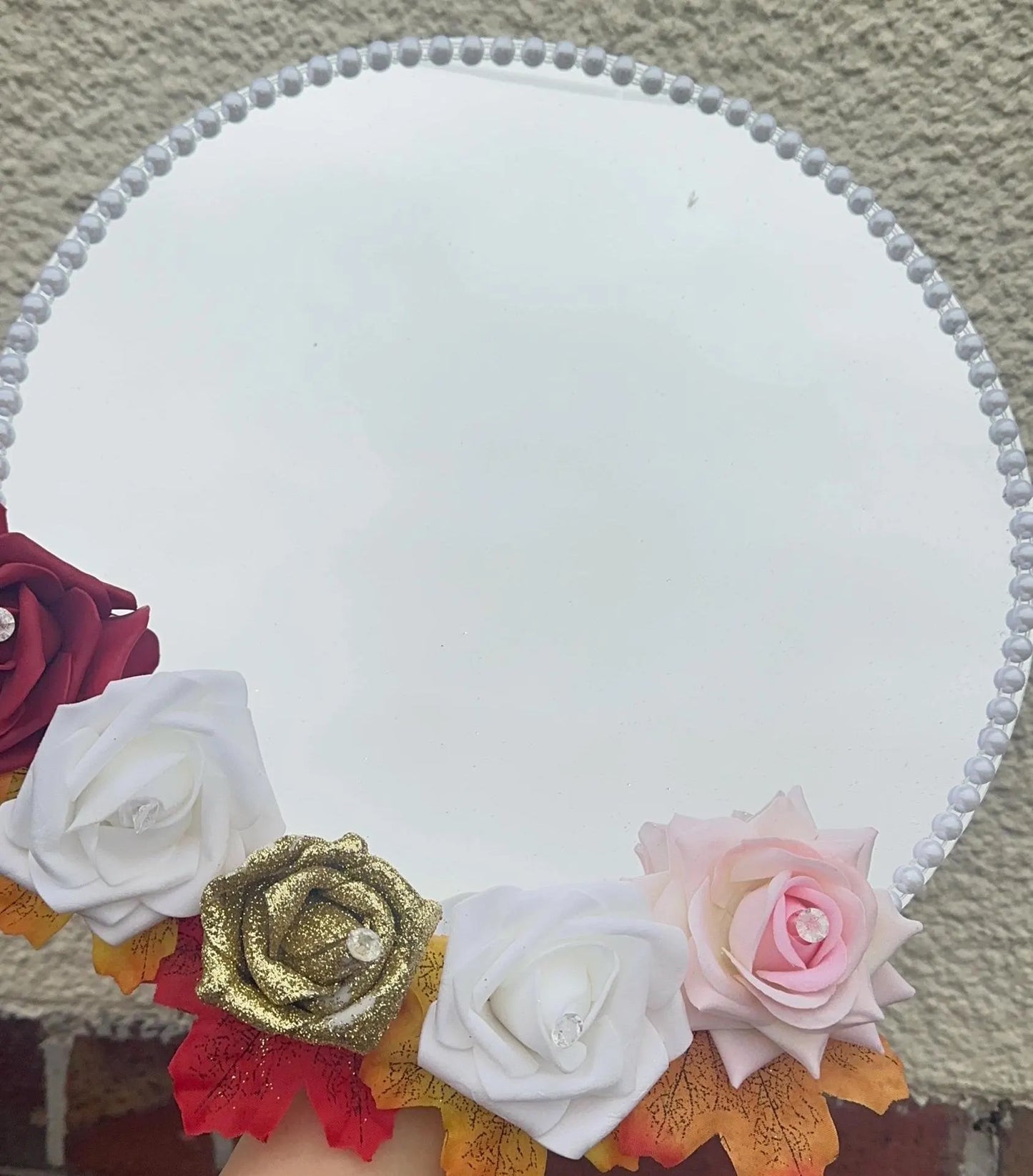 Custom Mirror Tray - Arabic Calligraphy Bismillah & Quran Verse - Luxury Wedding, Anniversary, Nikkah Gift UK - Floral, Pearl Bespoke Gift - ResinsGiftShopUK