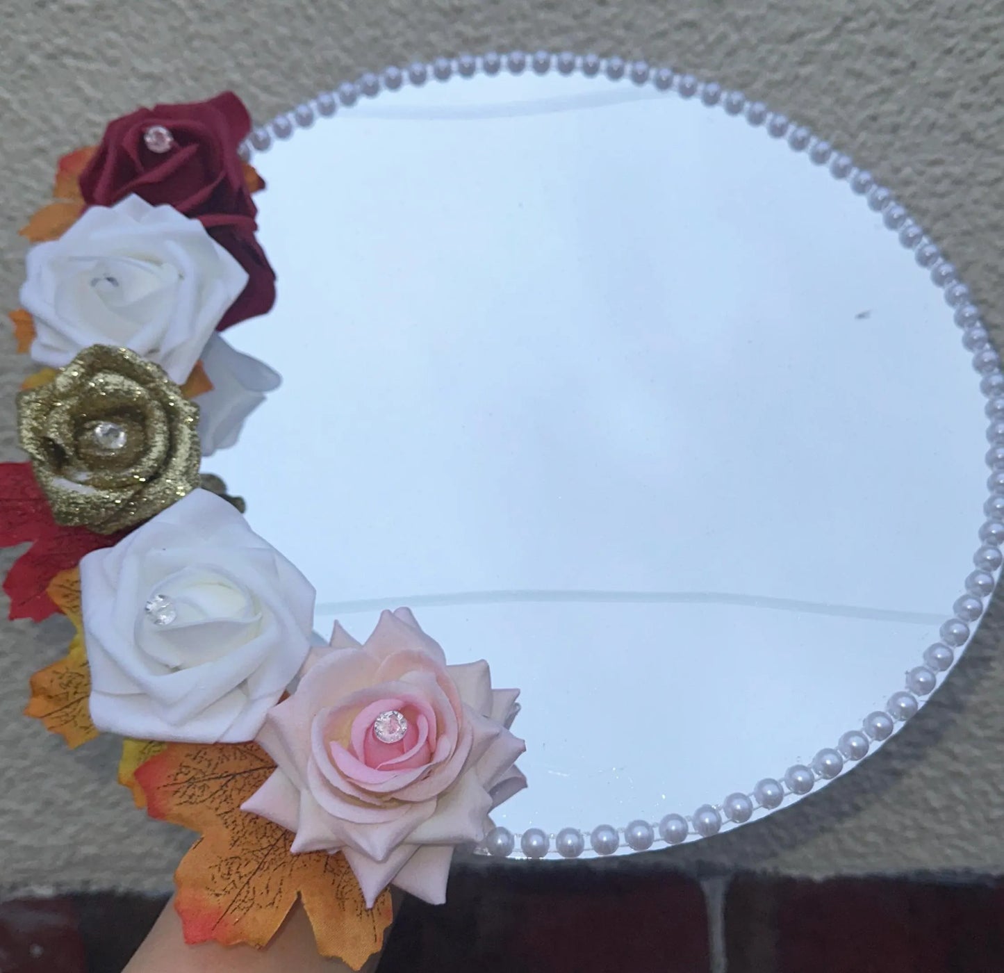Custom Mirror Tray - Arabic Calligraphy Bismillah & Quran Verse - Luxury Wedding, Anniversary, Nikkah Gift UK - Floral, Pearl Bespoke Gift - ResinsGiftShopUK