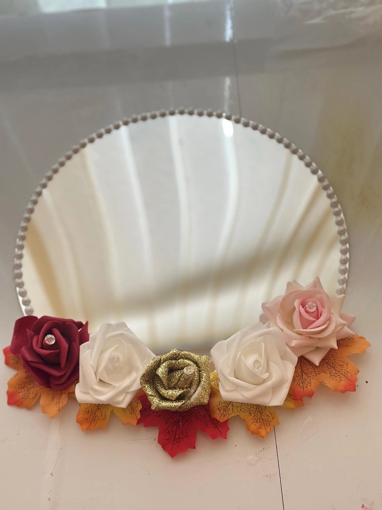 Custom Mirror Tray - Arabic Calligraphy Bismillah & Quran Verse - Luxury Wedding, Anniversary, Nikkah Gift UK - Floral, Pearl Bespoke Gift - ResinsGiftShopUK