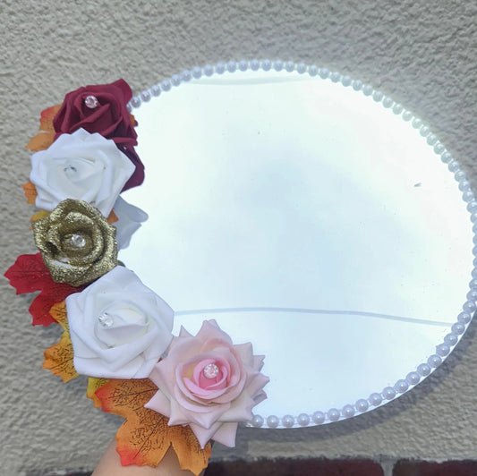 Custom Mirror Tray - Arabic Calligraphy Bismillah & Quran Verse - Luxury Wedding, Anniversary, Nikkah Gift UK - Floral, Pearl Bespoke Gift - ResinsGiftShopUK