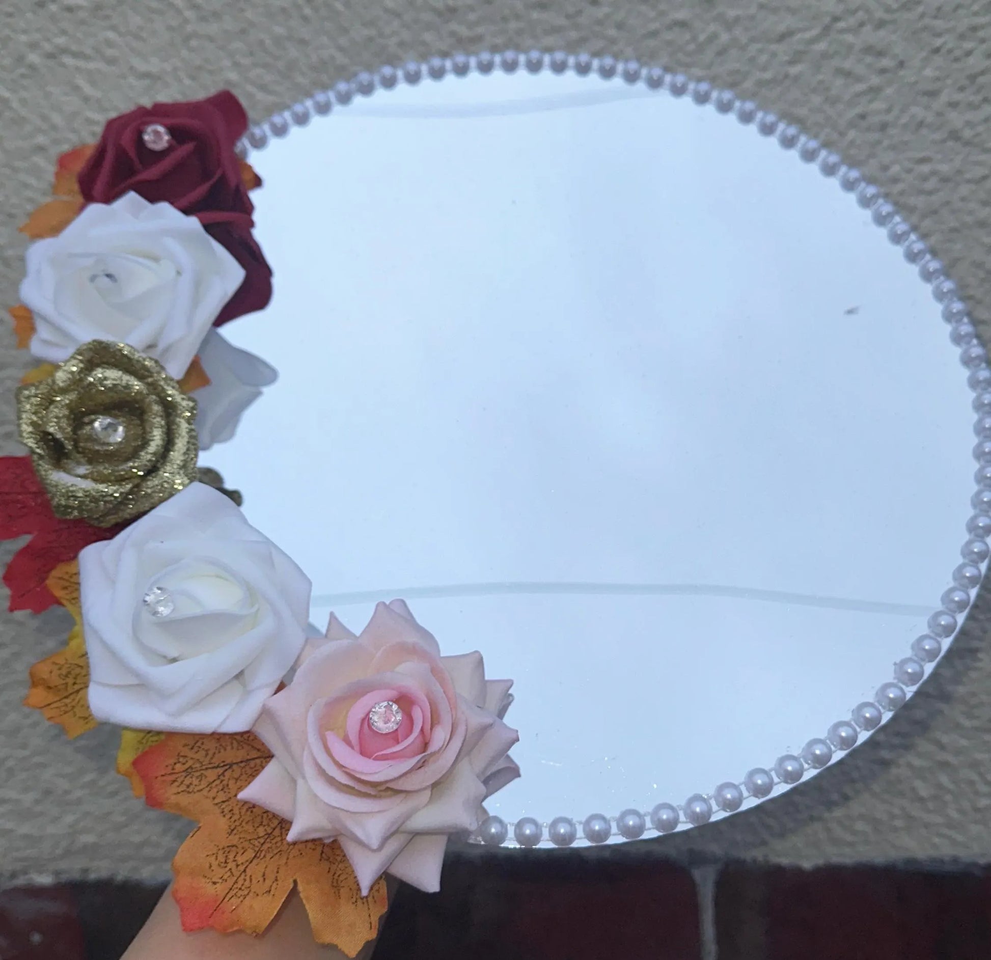 Custom Mirror Tray - Arabic Calligraphy Bismillah & Quran Verse - Luxury Wedding, Anniversary, Nikkah Gift UK - Floral, Pearl Bespoke Gift - ResinsGiftShopUK